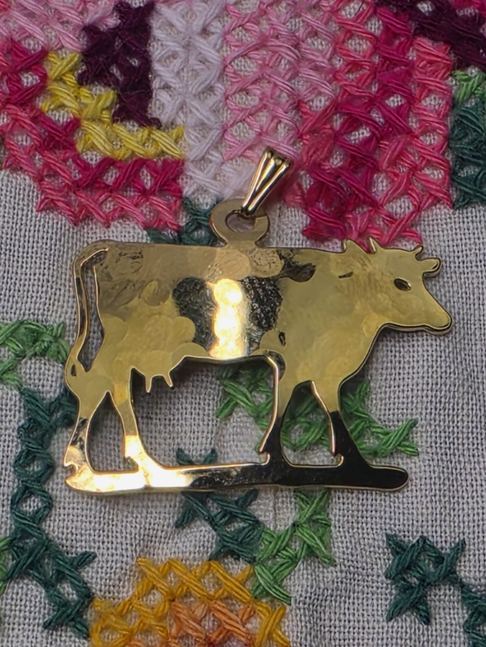Vintage Would Bryde 1" Cow Pendant Gold Plated